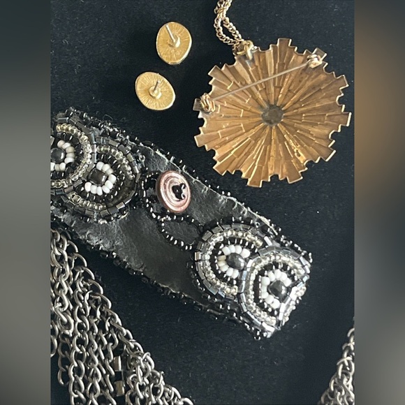 Vintage Jewelry Set~ Steampunk~Mixed Metals~Rhinestones~Pearls - Picture 6 of 13